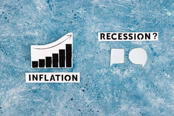 Inflation Text Graph Showing Prices Going Next Recession Text Comic — Stock Photo, Image