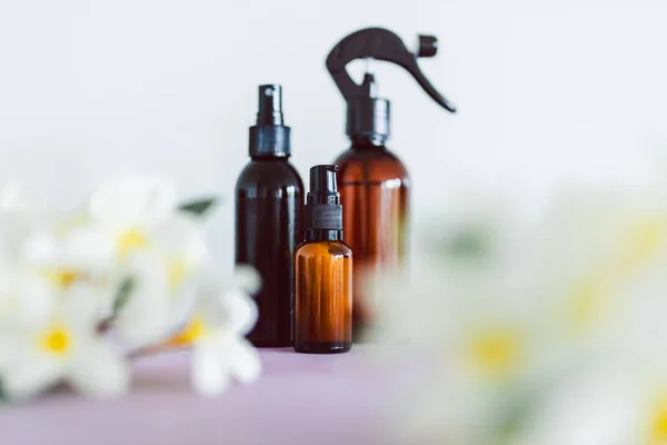 Belleza Natural Ingredientes Orgánicos Cuidado Piel Botellas Boticario Cuidado Piel — Foto de Stock