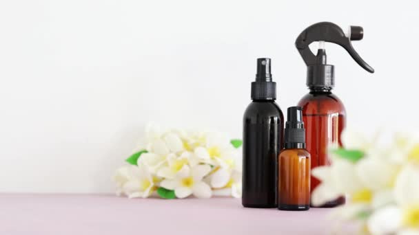 Belleza Natural Ingredientes Orgánicos Cuidado Piel Botellas Boticario Cuidado Piel — Vídeo de stock