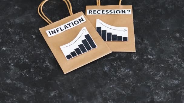 Inflație Recesiune Economie Imagine Conceptuală Texte Grafice Care Arată Prețurile — Videoclip de stoc