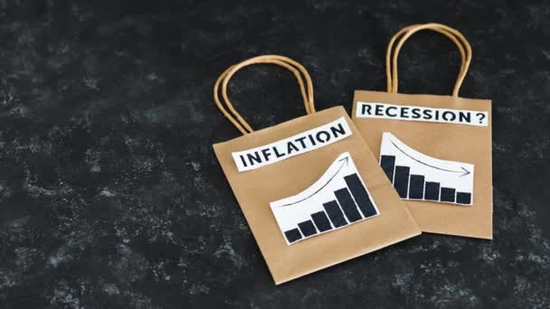 Inflation Recession Economy Conceptual Image Texts Graphs Showing Prices Going — Stock Video