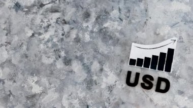 Döviz kuru kavramı, grafiği altında küresel borsadaki performansın sembolü olan USD Amerikan Doları metninin pozitif büyümesini gösteriyor