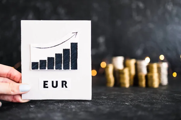 Valuta Växelkurs Begreppsbild Diagram Som Visar Positiv Tillväxt Med Eur — Stockfoto