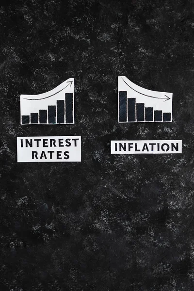 Interest Rates Inflation Texts Graphs Showing Rates Going Consumer Spending — Stock Photo, Image