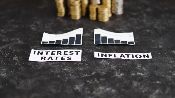 Процентные Ставки Инфляционные Тексты Графики Показывающие Рост Ставок Снижение Потребительских — стоковое видео