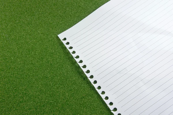 Бумага и карандаш на зеленой траве — стоковое фото