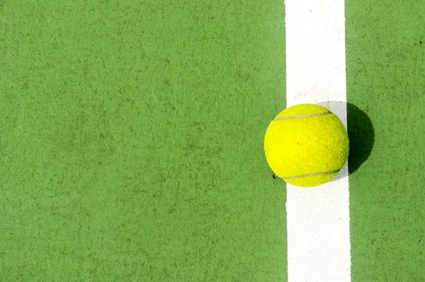 Tennis Ball On The White Line court — Stock Photo, Image