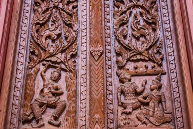 chiangmai, Tayland, Tayland tapınak süsleme ahşap pencere