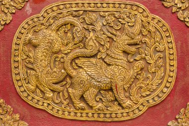 Singha duvar heykel ubosot wat saen fang, chiangmai yılında üzerinde