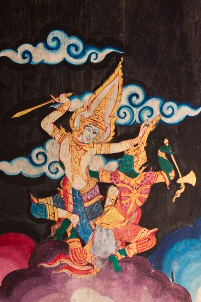 Thai Mural painting in Wat Doi Tan Pra — Stock Photo, Image