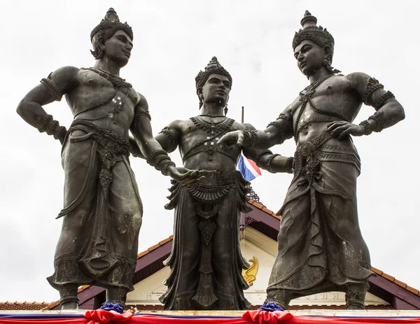 Tre kungar monument, chiang mai thailand Stockbild