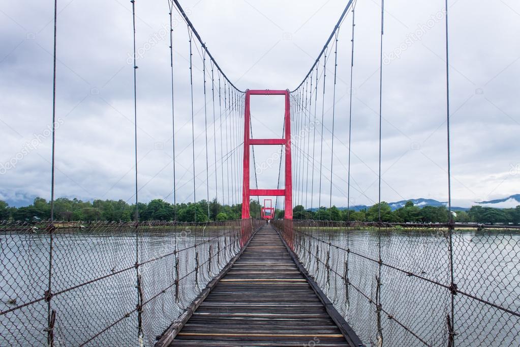 Rope bridge ,Ping River in Tak Thailand