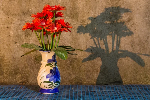 Still Life - Flower Plastic in vase wite Shadow — Stock Photo, Image