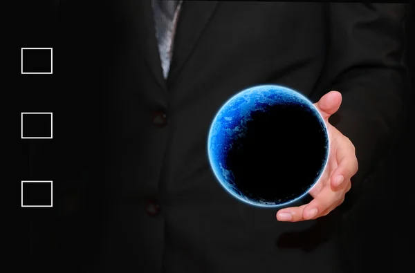 Holding a glowing earth globe in his hands — Stock Photo, Image