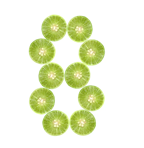 Number8 lime isolated — Stock Photo, Image