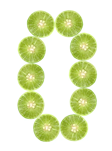 Number 0 lime isolated — Stock Photo, Image