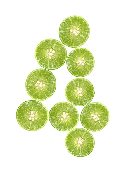 Number 4 lime isolated — Stock Photo, Image