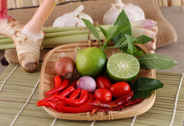 Asian herb and spicy "Tom Yum" ingredients food Stock Image