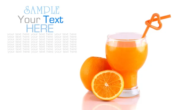 Orange juice with straws love on white background — Stock Photo, Image