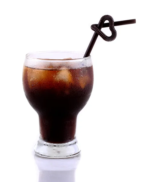 Iced coffee with straws love on white background — Stock Photo, Image