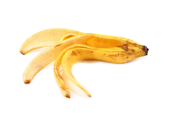 Buccia di banana su sfondo bianco — Foto Stock