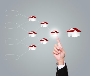 iş adamı eve bir düğmeye basarak 