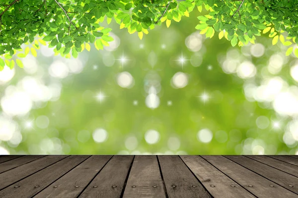 Přírodní zelený list na pozadí zelených bokeh — Stock fotografie