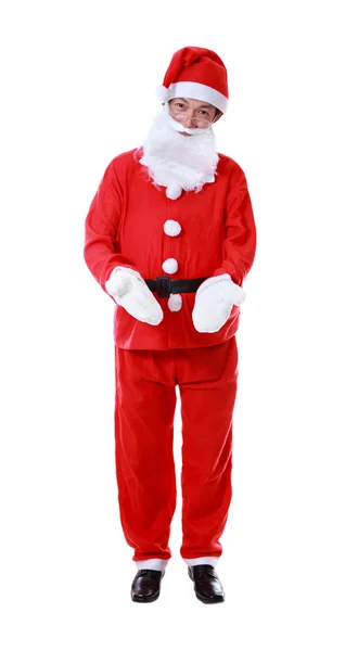 Happy Christmas Santa Claus with a welcome gesture. Isolated on — Stock Photo, Image