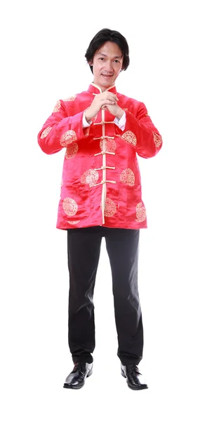 Happy kinesiska nya year.young asiatiska man med gest av congratul — Stockfoto