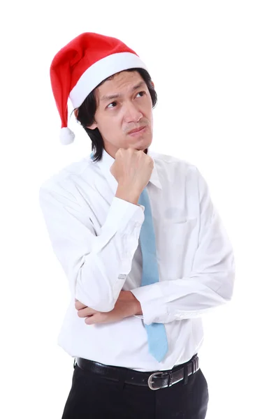 Joven con un sombrero y una cosa de Santa. . — Foto de Stock