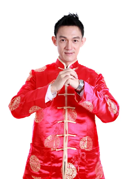 Glückliches chinesisches neues Jahr.junger asiatischer Mann mit Geste der Gratulation — Stockfoto