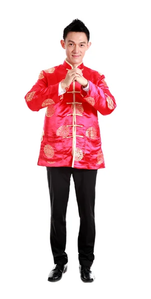 Happy kinesiska nya year.young asiatiska man med gest av congratul — Stockfoto