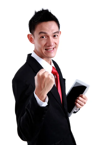 Portrait of a energetic young business man enjoying success. — Stock Photo, Image