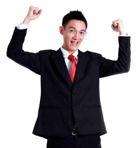 Happy businessman raised up — Stock Photo, Image