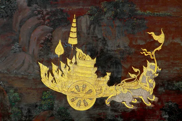Παραδοσιακή τέχνη της Ταϊλάνδης lai ψάλλουμε wat phra kaeo — Φωτογραφία Αρχείου