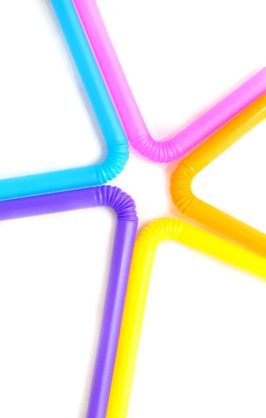 Colorful drinking straws on a white background — Stock Photo, Image