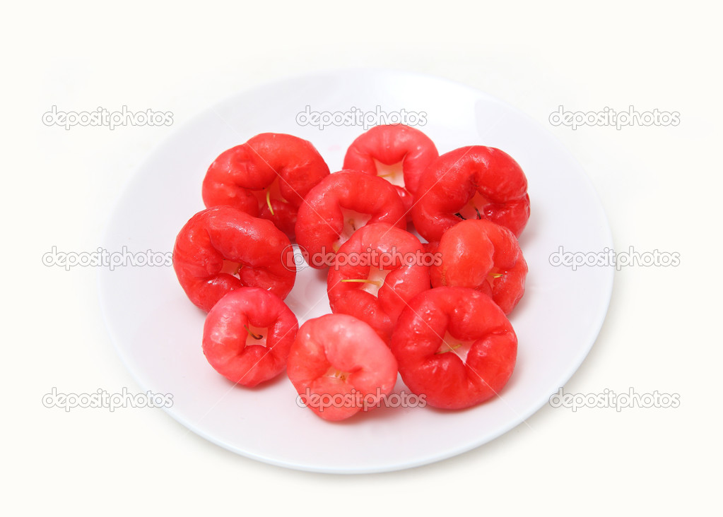 Large page of rose apples or chomphu isolated on white backgroun