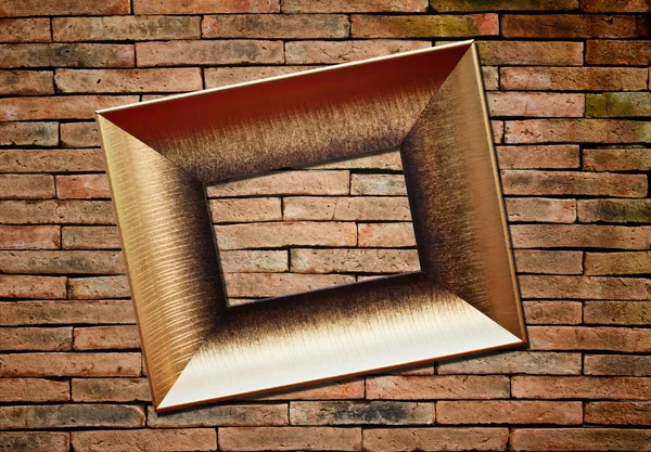 Picture frame on brick wall background — Stock Photo, Image