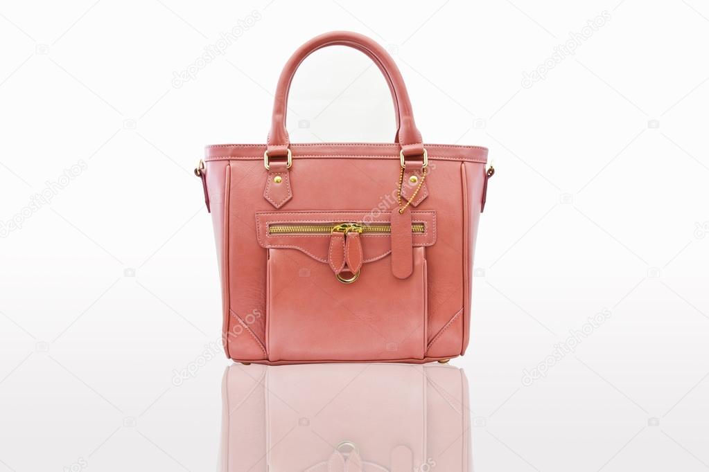 pink women bag isolated background with path