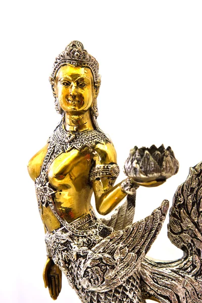 Goldene Ginnaree Statue Kunst mit isolierten — Stockfoto