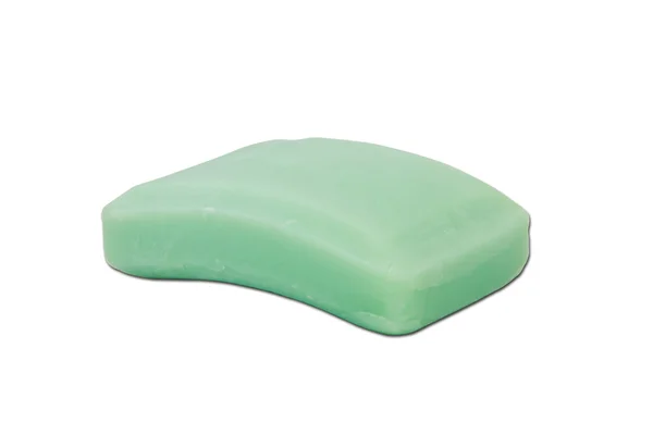 Green Bar of Soap on isolated background with path — Stock Photo, Image