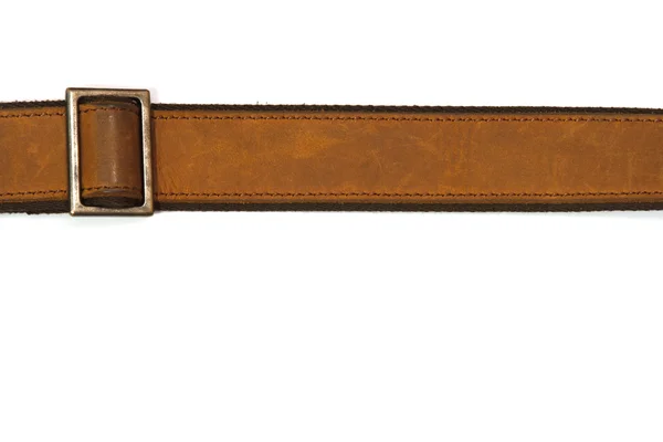 Leather belt and fastener on white background — Stock Photo, Image