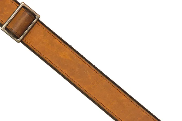 Leather belt and fastener on white background — Stock Photo, Image