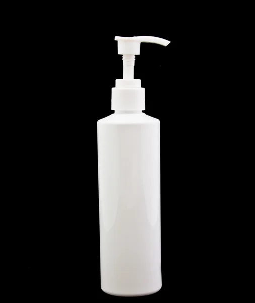 Flacone tubo bianco di shampoo, balsamo, risciacquo capelli su isola — Foto Stock