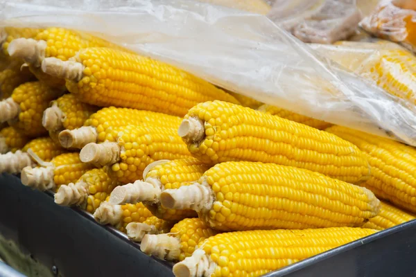 yellow ripe corn in market