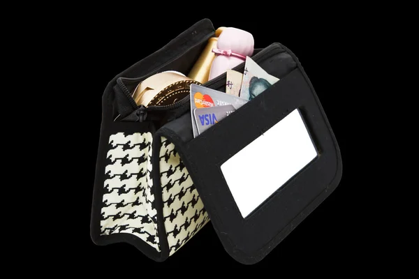 Макіяж сумка з косметикою ізольовані з контуром — стокове фото