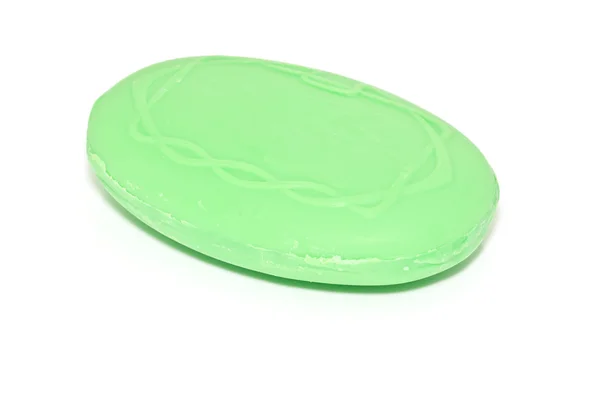 白色背景上的绿皂 — 图库照片