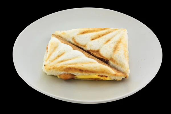 Broodje op plaat geïsoleerd — Stockfoto