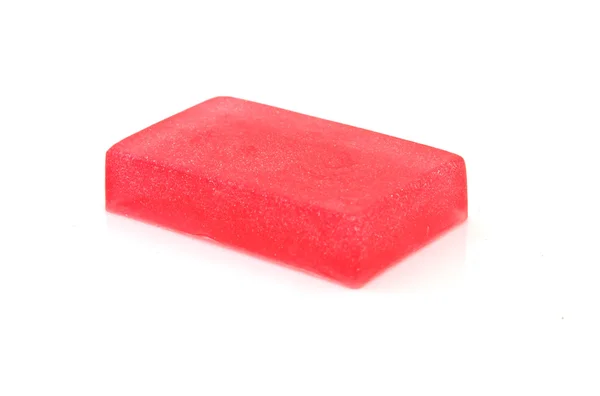 Růžové bar mýdla na izolované pozadí — Stock fotografie