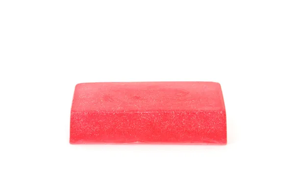 Růžové bar mýdla na izolované pozadí — Stock fotografie
